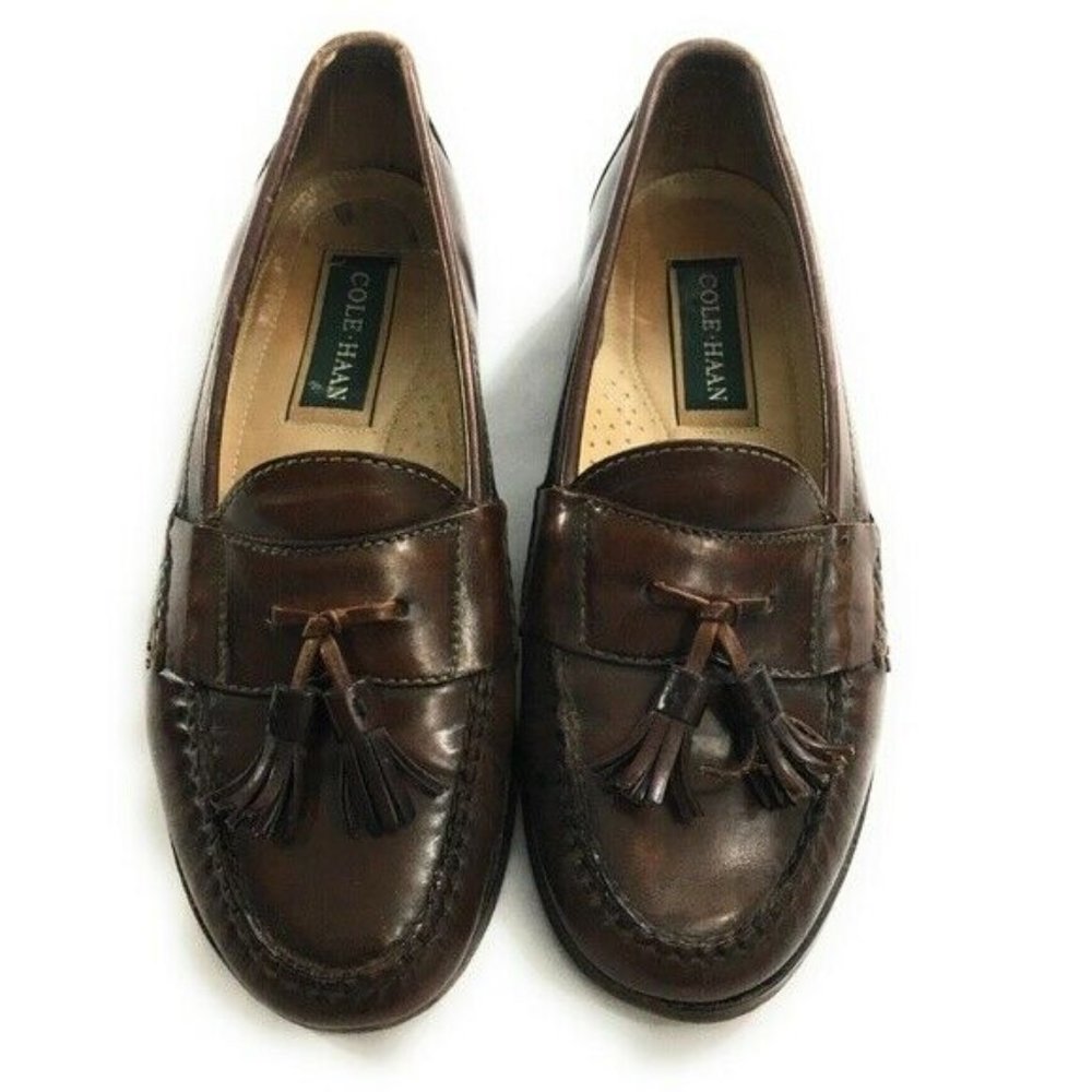 (SOLD) Cole Haan Mens Brown Leather Loafer Shoes - Picture 4 of 7